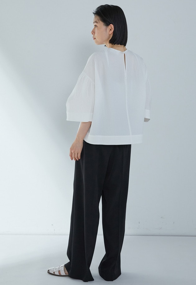 【予約】コットンサッカーランタンブラウス 詳細画像 Offwhite 6