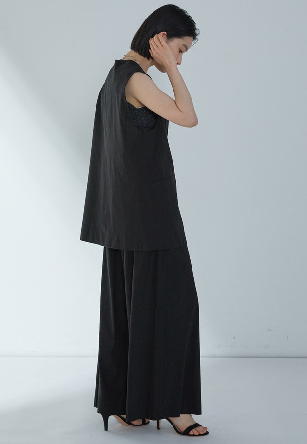 リネンコットンストレッチパンツ 詳細画像 Black 5