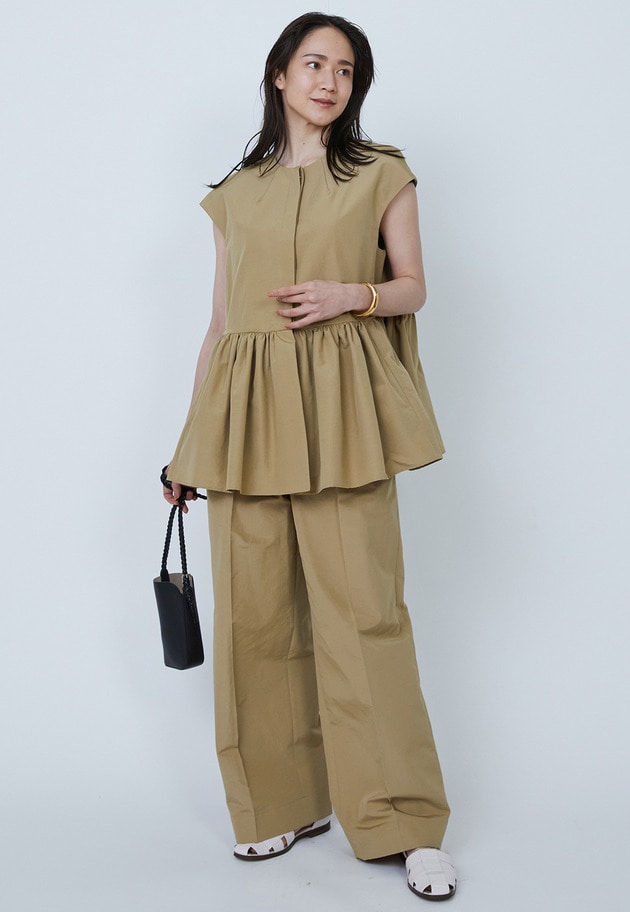 コットンナイロンタフタ2タックパンツ 詳細画像 Beige 4