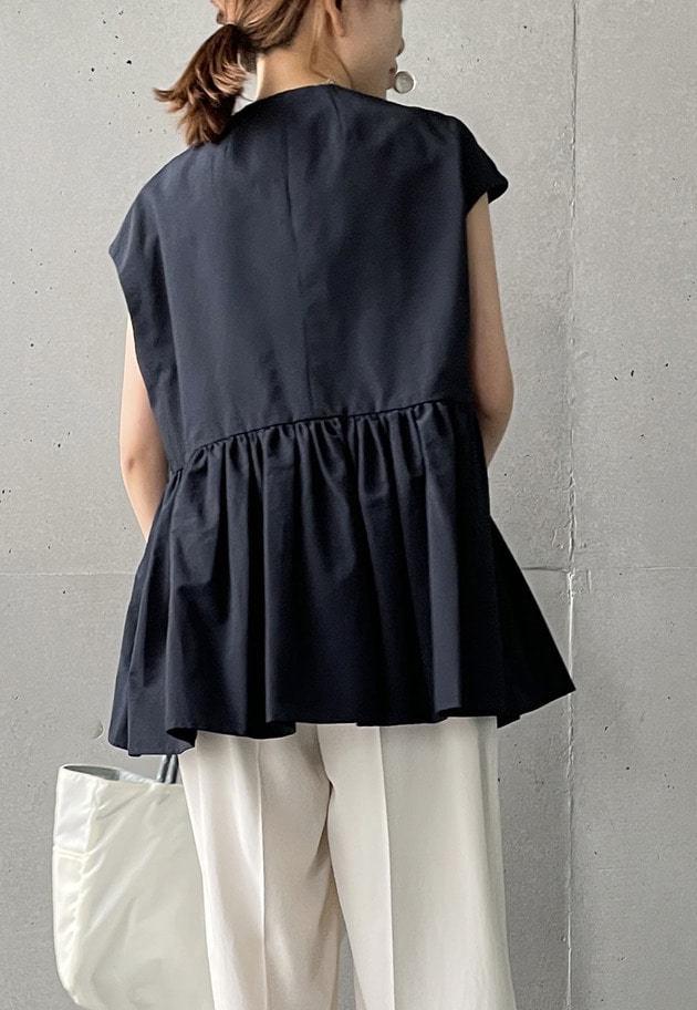 コットンナイロンタフタペプラムジレ 詳細画像 Navy 2