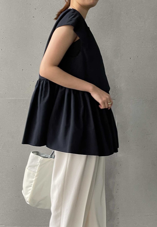 コットンナイロンタフタペプラムジレ 詳細画像 Navy 3