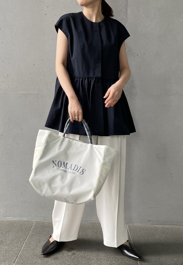 コットンナイロンタフタペプラムジレ 詳細画像 Navy 5