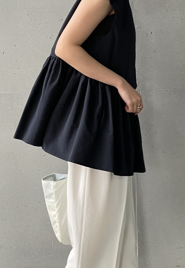 コットンナイロンタフタペプラムジレ 詳細画像 Navy 7