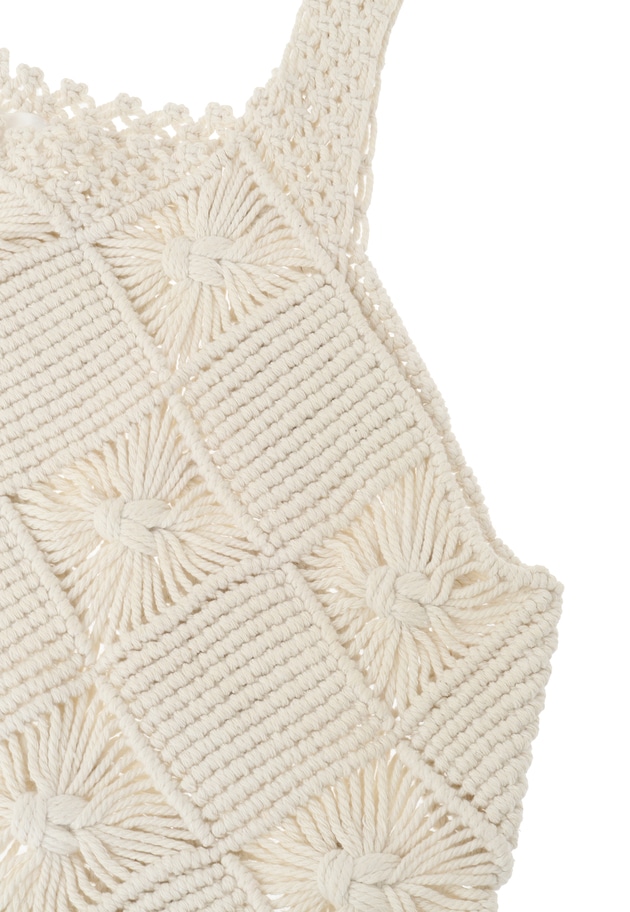 マクラメフリンジタンクトップニット 詳細画像 Offwhite 15