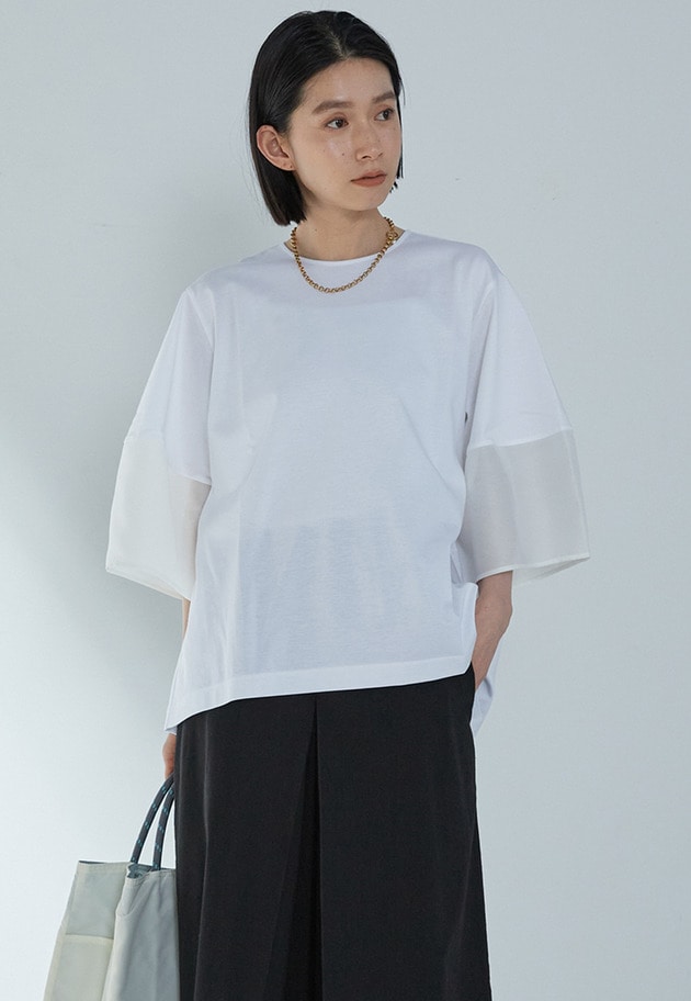 シアーコンビカットソー 詳細画像 Offwhite 1