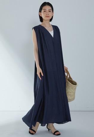 アセテートシアーリネンワンピース