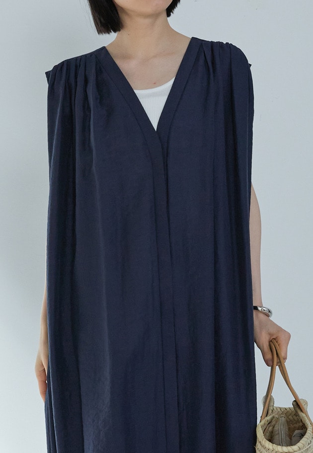 【予約】アセテートシアーリネンワンピース 詳細画像 Navy 4
