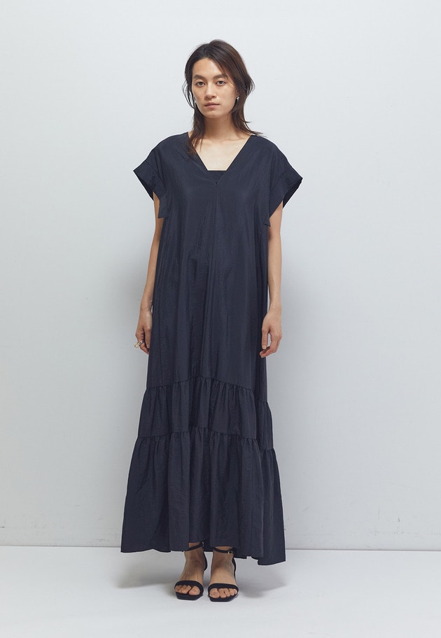 ナイロンクロスティアードワンピース 詳細画像 Black 1