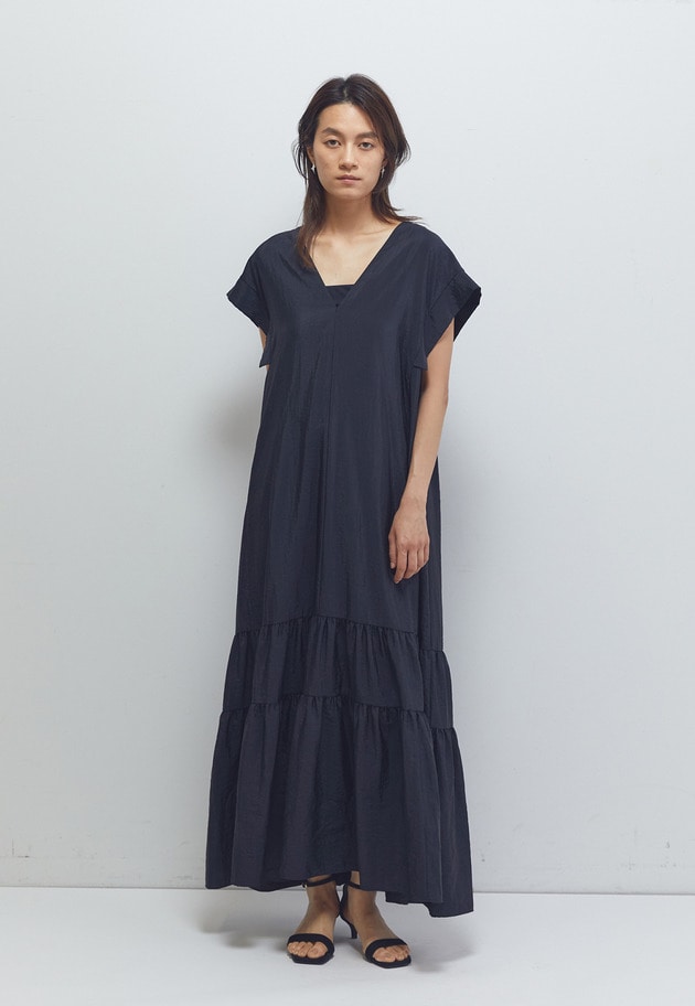 ナイロンクロスティアードワンピース 詳細画像 Black 2