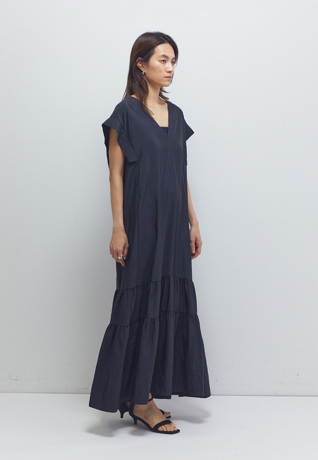 ナイロンクロスティアードワンピース 詳細画像 Black 3