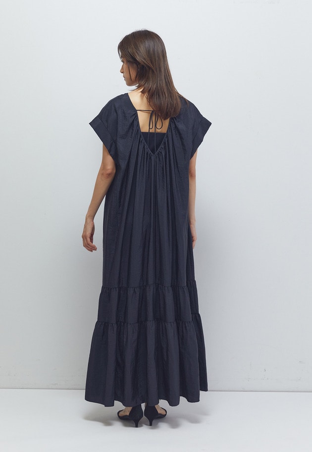 ナイロンクロスティアードワンピース 詳細画像 Black 4