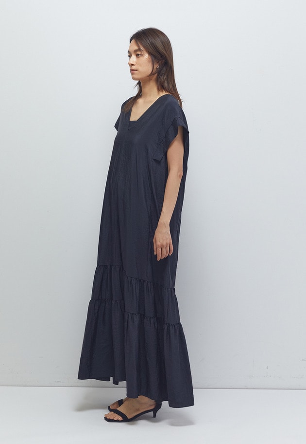 ナイロンクロスティアードワンピース 詳細画像 Black 5