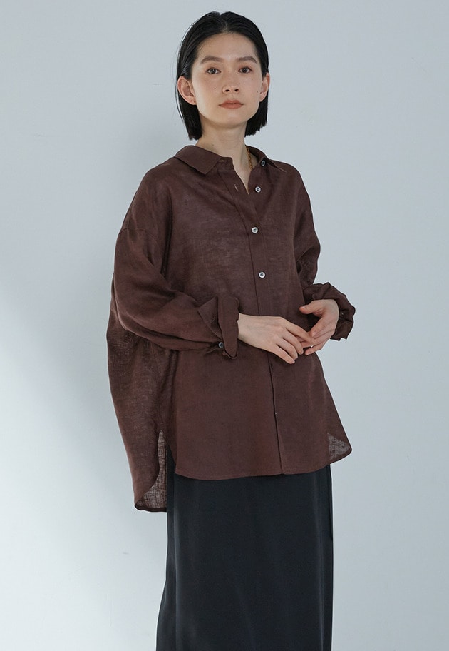 60リネンシャツ 詳細画像 Brown 2