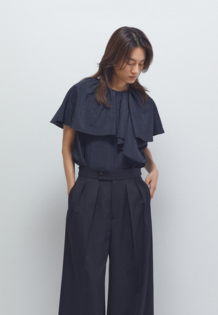 ナイロンクロスケープカラーブラウス