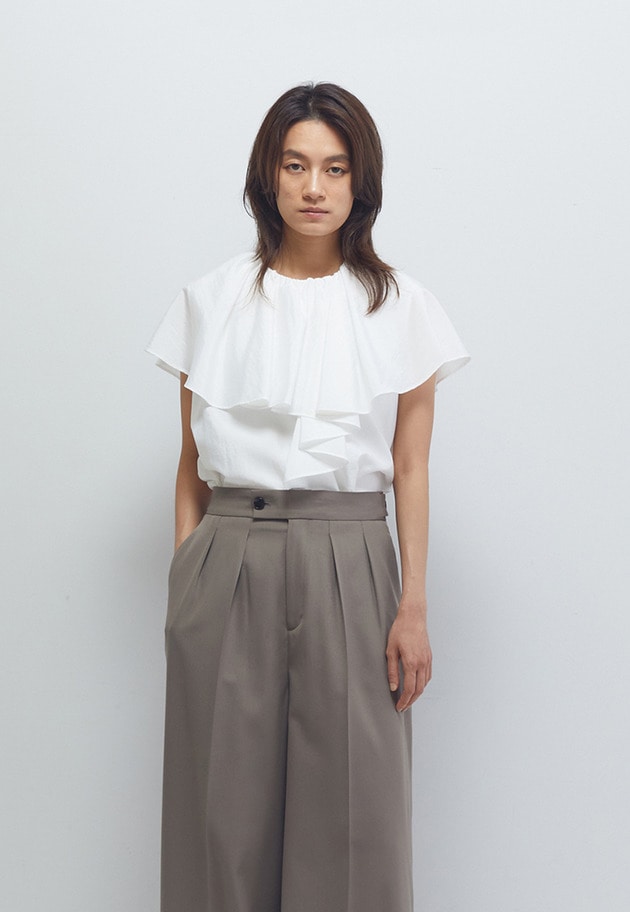 ナイロンクロスケープカラーブラウス 詳細画像 Offwhite 1