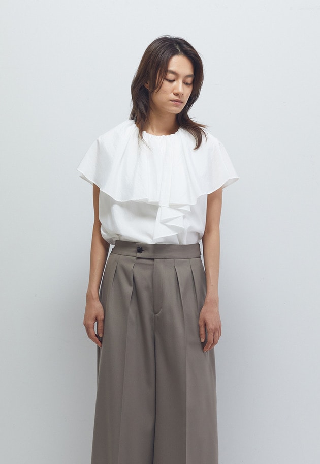 ナイロンクロスケープカラーブラウス 詳細画像 Offwhite 2