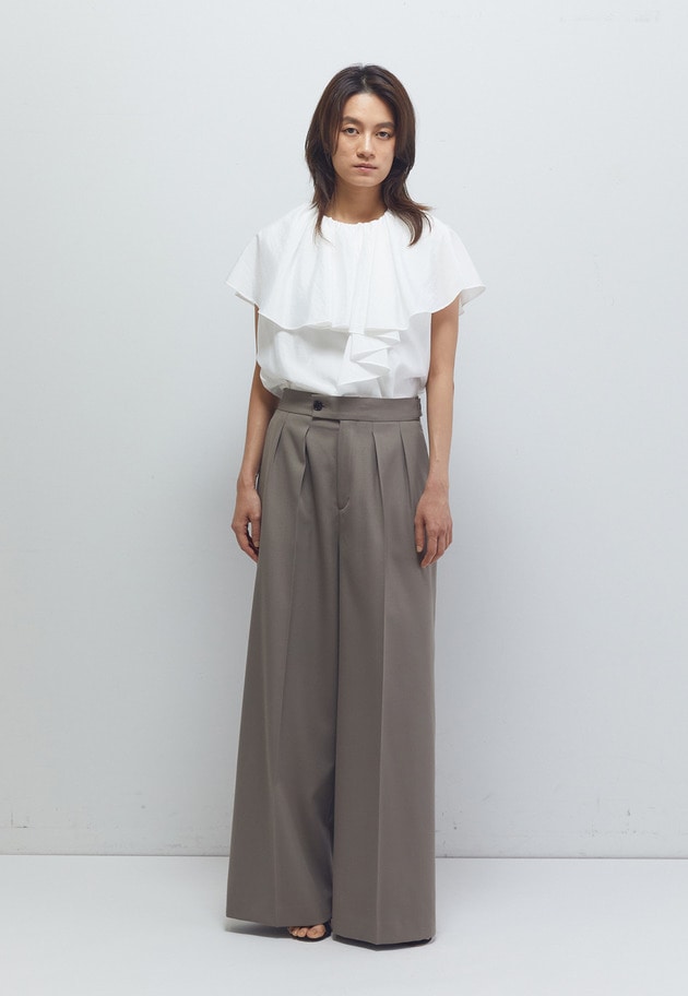 ナイロンクロスケープカラーブラウス 詳細画像 Offwhite 3