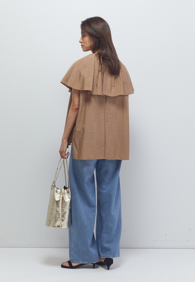 ナイロンクロスケープカラーブラウス 詳細画像 Camel 4