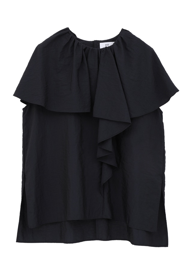 ナイロンクロスケープカラーブラウス 詳細画像 Black 11