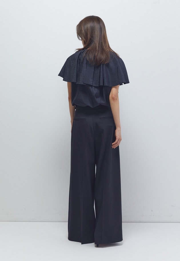 ナイロンクロスケープカラーブラウス 詳細画像 Black 4