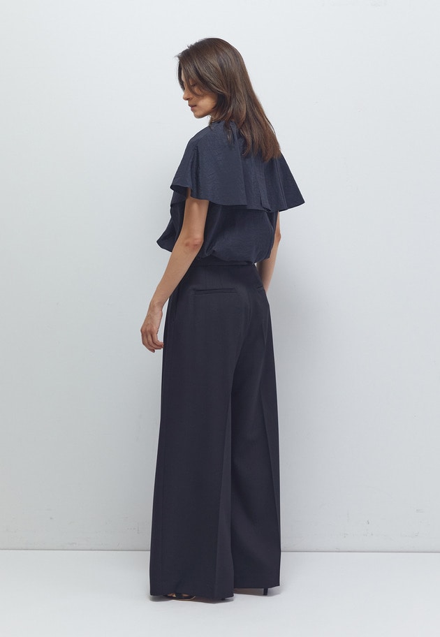 ナイロンクロスケープカラーブラウス 詳細画像 Black 5