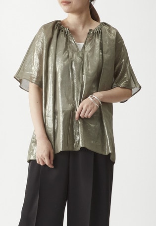 コットン箔プリントブラウス