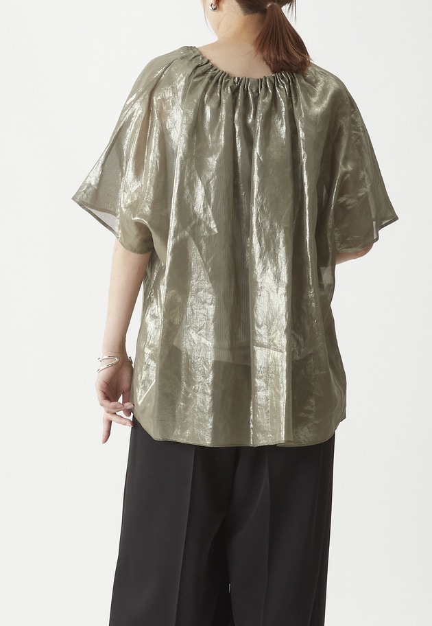 コットン箔プリントブラウス 詳細画像 Khaki 4