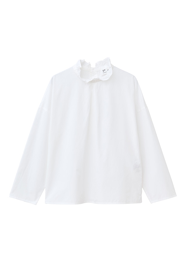 【富岡佳子×1er Arrondissement】スタンドラッフルカラーブラウス 詳細画像 Offwhite 11