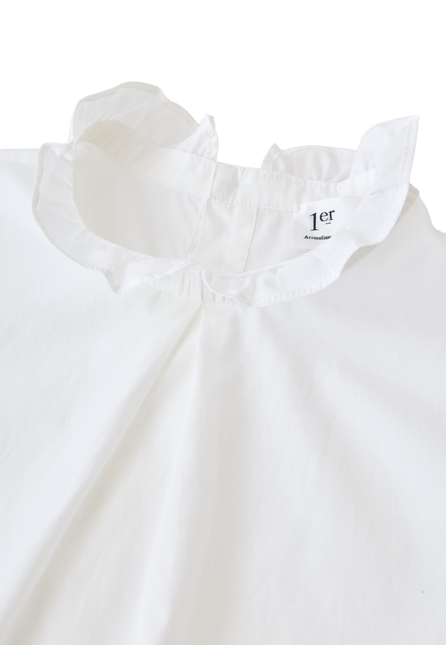 【富岡佳子×1er Arrondissement】スタンドラッフルカラーブラウス 詳細画像 Offwhite 13