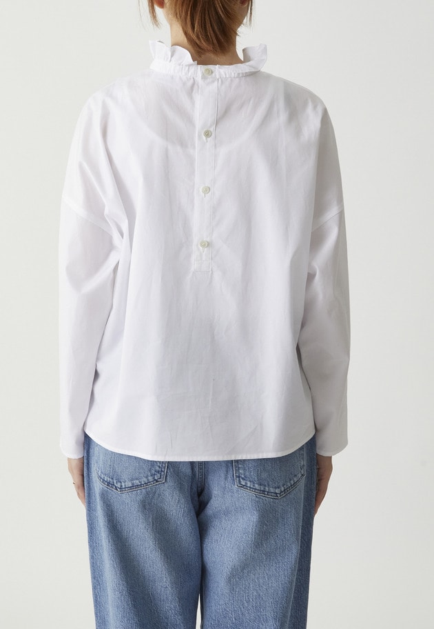 【富岡佳子×1er Arrondissement】スタンドラッフルカラーブラウス 詳細画像 Offwhite 6