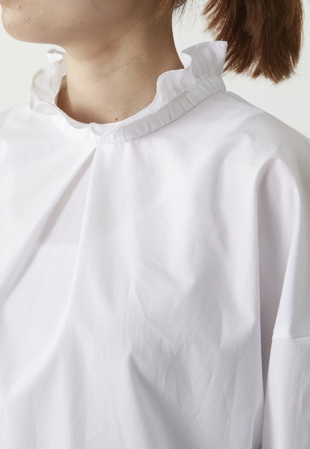 【富岡佳子×1er Arrondissement】スタンドラッフルカラーブラウス 詳細画像 Offwhite 7