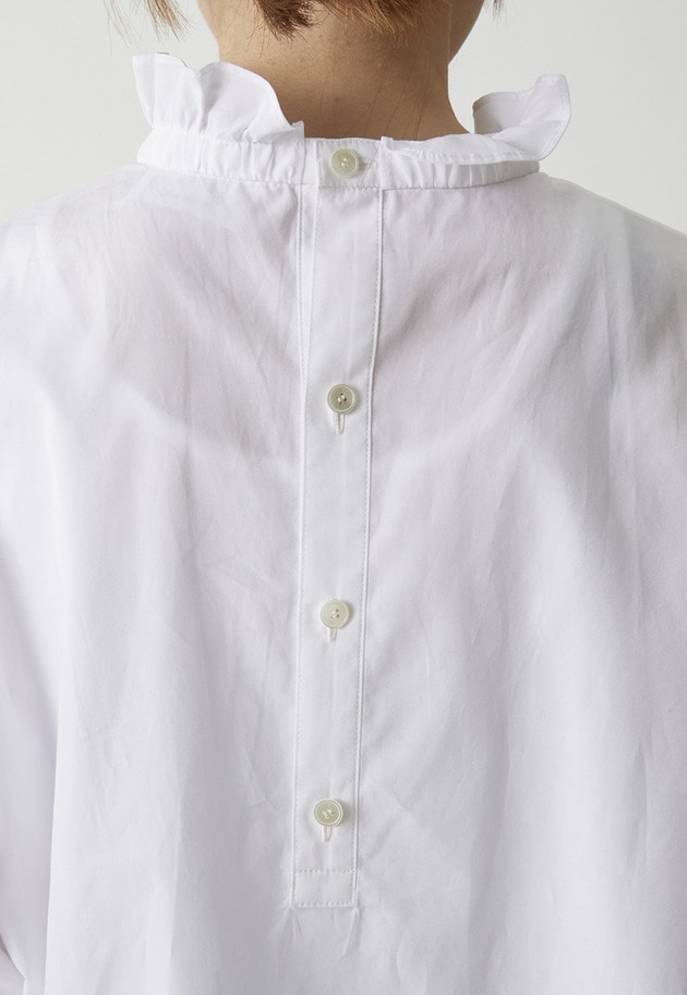 【富岡佳子×1er Arrondissement】スタンドラッフルカラーブラウス 詳細画像 Offwhite 8