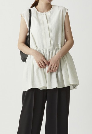 リネンレーヨンペプラムブラウス