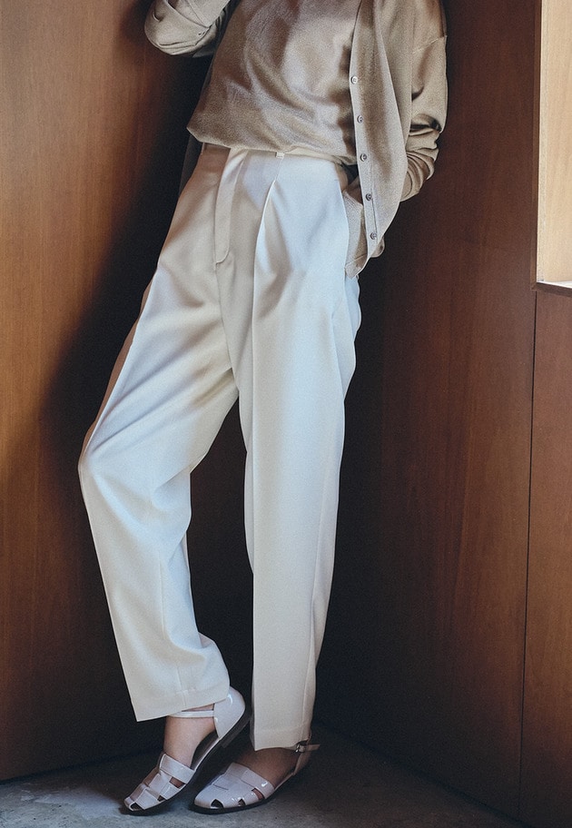 【富岡佳子×1er Arrondissement】ワンタックイージースラックス 詳細画像 Offwhite 1