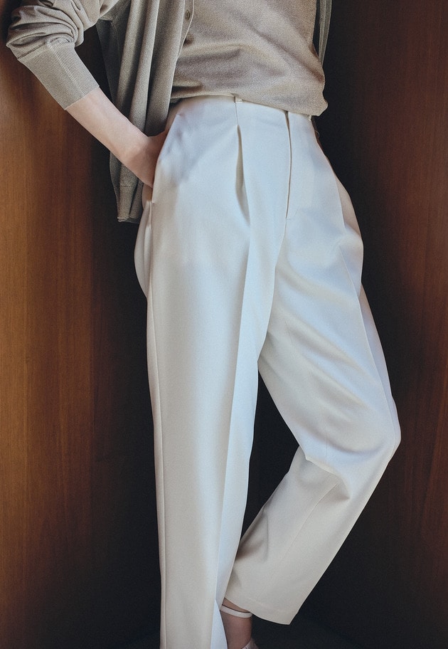 【富岡佳子×1er Arrondissement】ワンタックイージースラックス 詳細画像 Offwhite 3