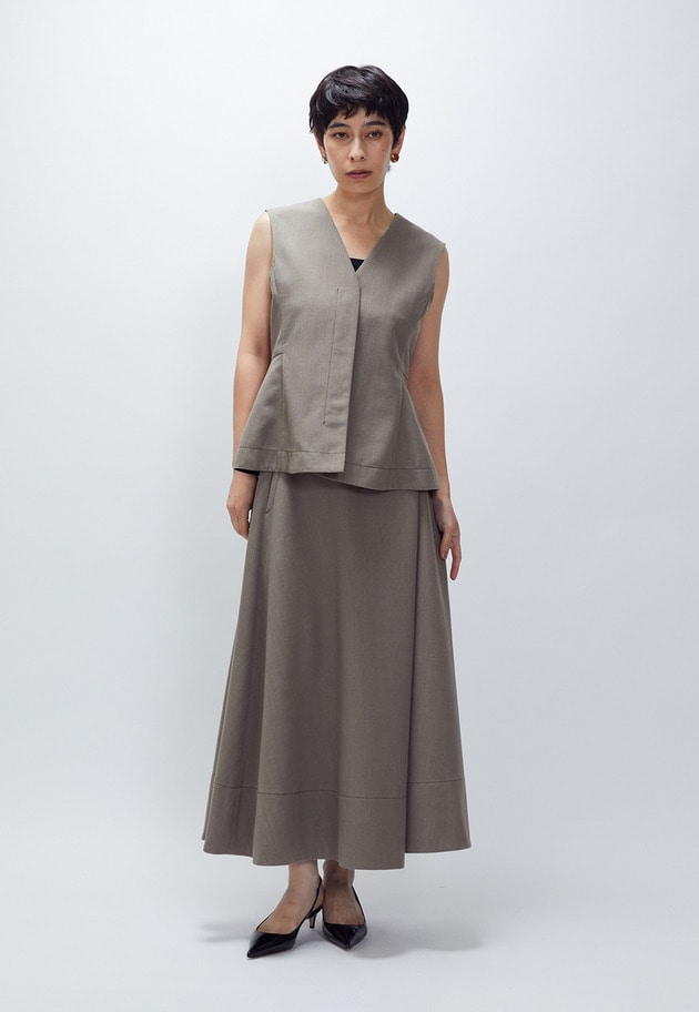 アシンメトリータックスカート 詳細画像 Brown 3