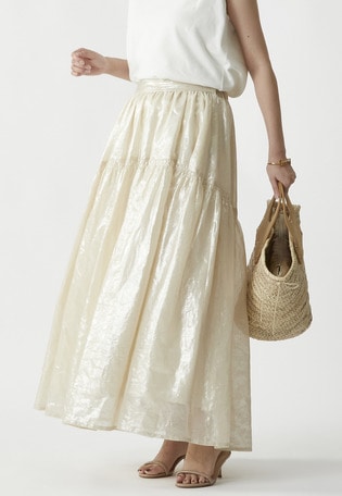 コットン箔プリントスカート