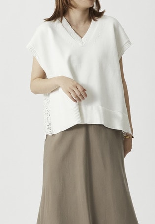 バックレースコットンプルオーバー