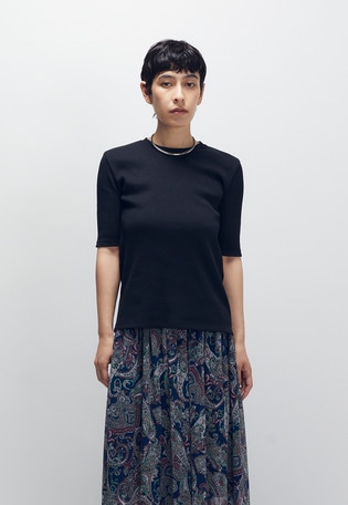 リブ５分袖Tシャツ