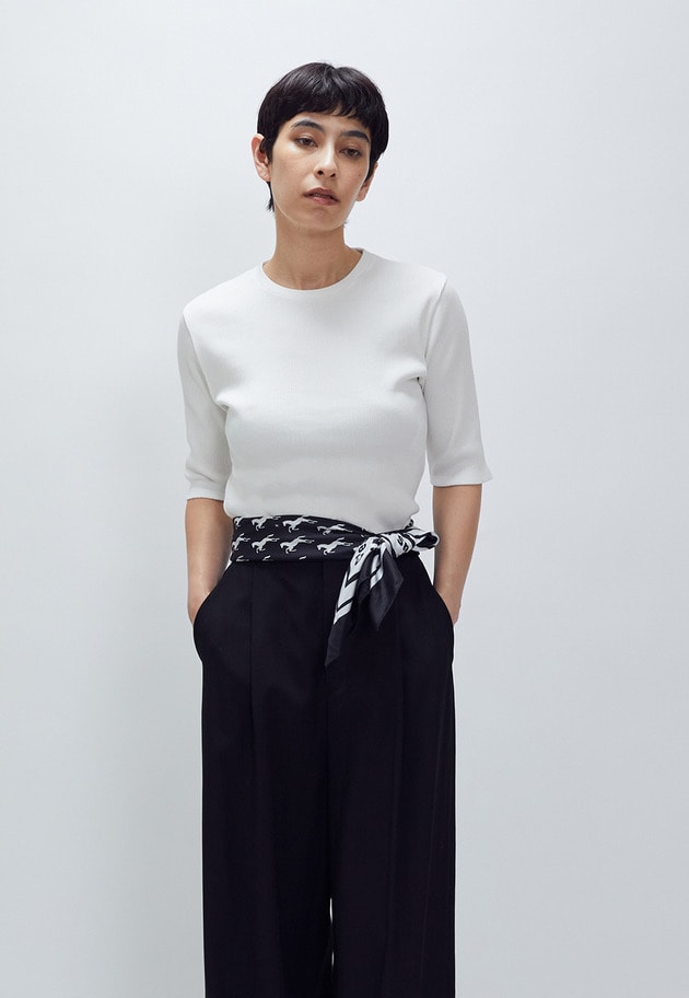 リブ５分袖Tシャツ 詳細画像 Offwhite 1