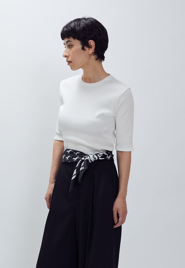 リブ５分袖Tシャツ 詳細画像 Offwhite 2