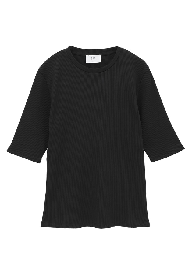 リブ５分袖Tシャツ 詳細画像 Black 11