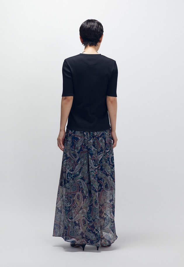 リブ５分袖Tシャツ 詳細画像 Black 5