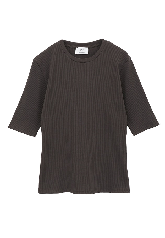 リブ５分袖Tシャツ 詳細画像 Brown 11