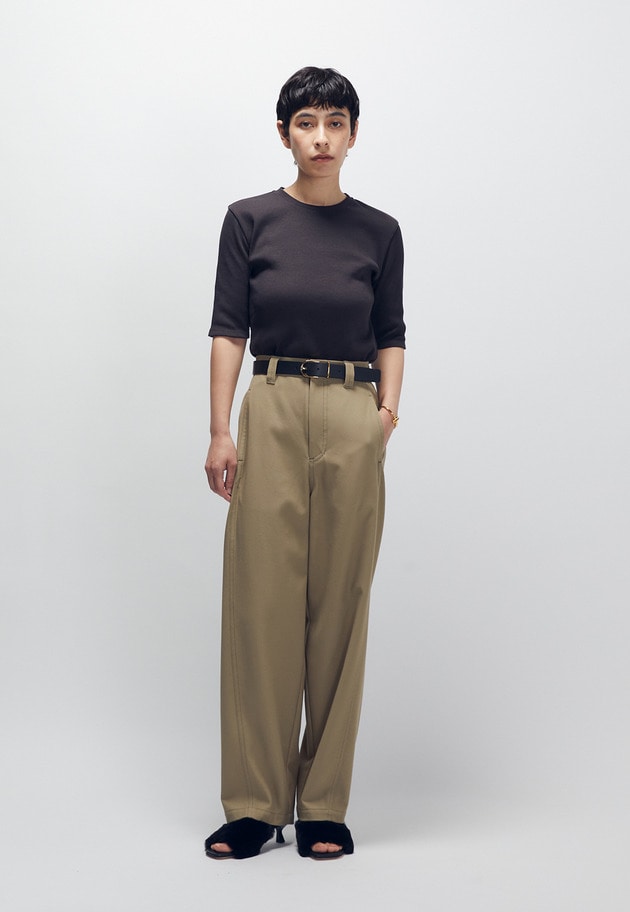 リブ５分袖Tシャツ 詳細画像 Brown 4