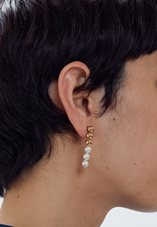 ＜Bijou R.I (ビジューアールアイ)＞メタリック×パールピアス（両耳） 詳細画像 Gold 1