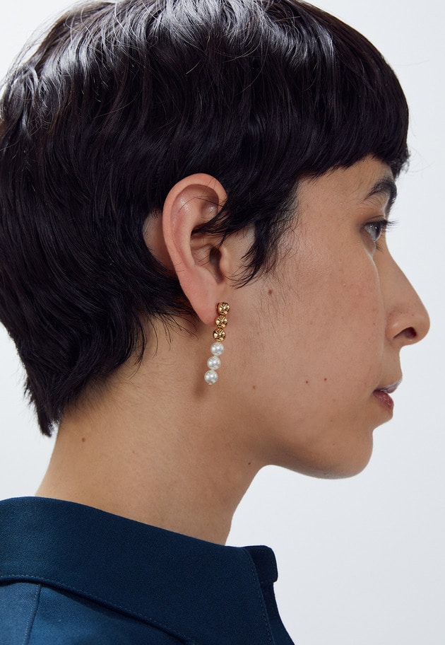 ＜Bijou R.I (ビジューアールアイ)＞メタリック×パールピアス（両耳） 詳細画像 Gold 2