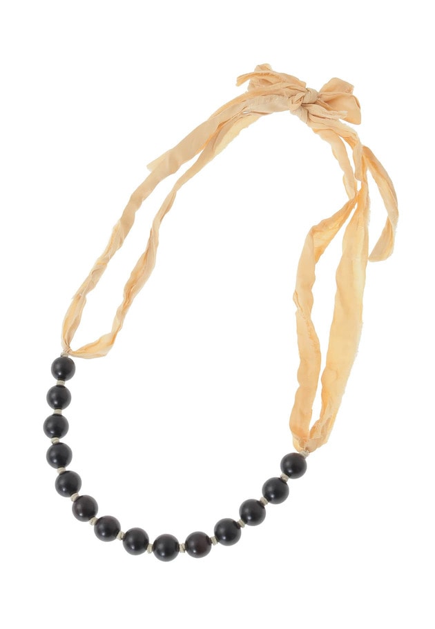 ＜OCUCCI Jewery（オクチジュエリー）＞ウッド×シルクネックレス 詳細画像 Black 3