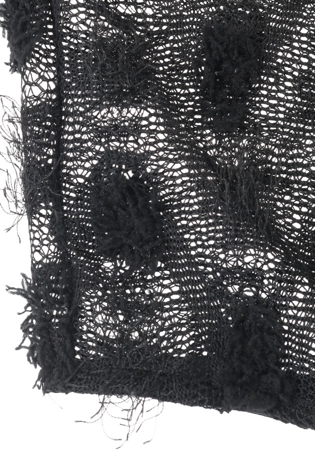 ＜near.nippon (ニアー ニッポン)＞ポップコーンレースドロストトップス 詳細画像 Black 10