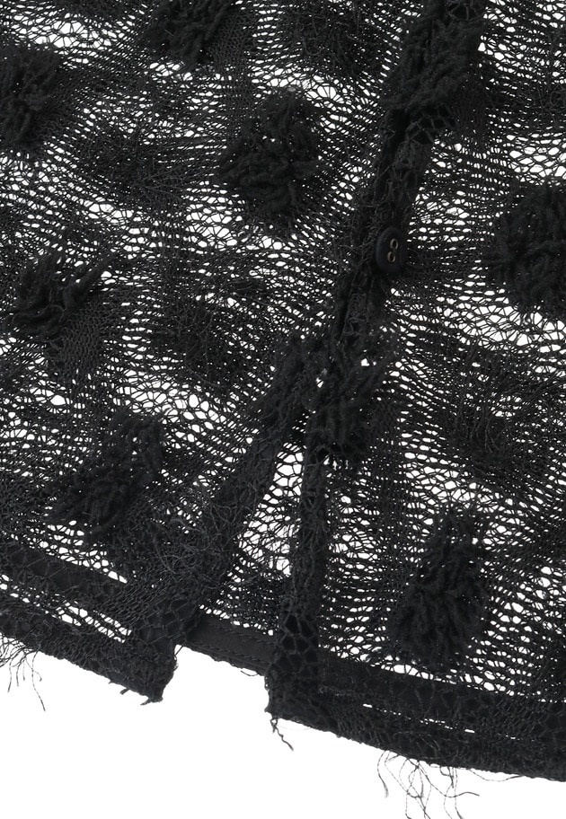 ＜near.nippon (ニアー ニッポン)＞ポップコーンレースドロストトップス 詳細画像 Black 12